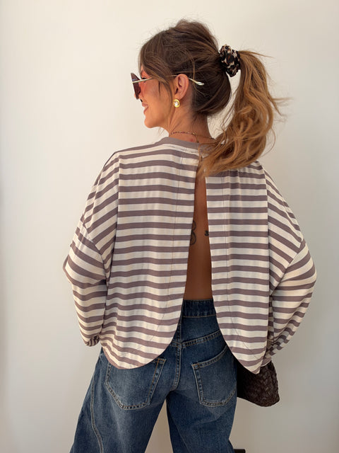Haut Lover’s ELLA rayé - taupe & blanc
