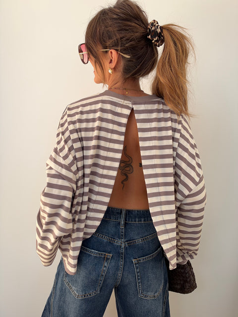 Haut Lover’s ELLA rayé - taupe & blanc