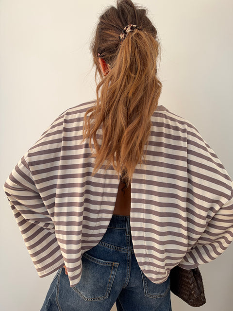 Haut Lover’s ELLA rayé - taupe & blanc