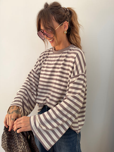 Haut Lover’s ELLA rayé - taupe & blanc