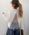 Haut manches longues dentelle MIA - blanc