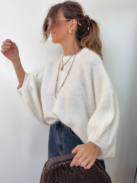 Pull douceur Alpaga - blanc