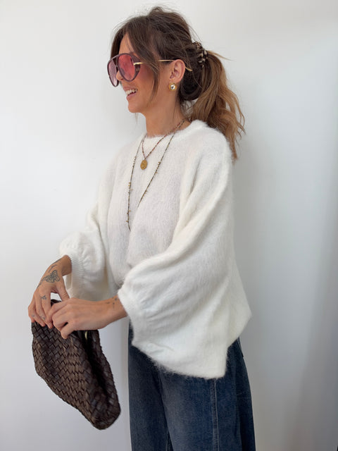 Pull douceur Alpaga - blanc