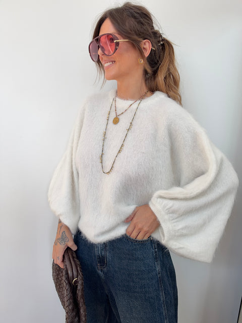 Pull douceur Alpaga - blanc