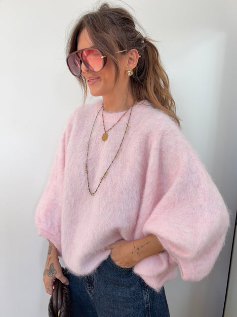 Pull Alpaga douceur - rose poudré