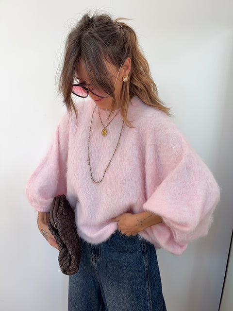 Pull Alpaga douceur - rose poudré