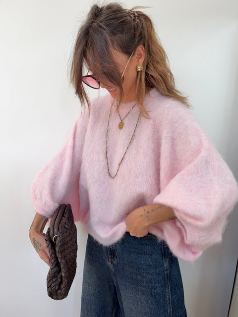 Pull Alpaga douceur - rose poudré