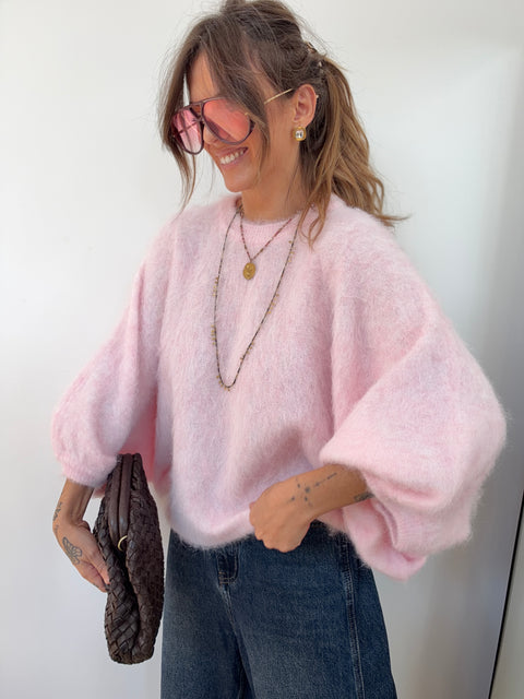 Pull Alpaga douceur - rose poudré