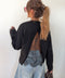 Haut manches longues dentelle MIA - noir