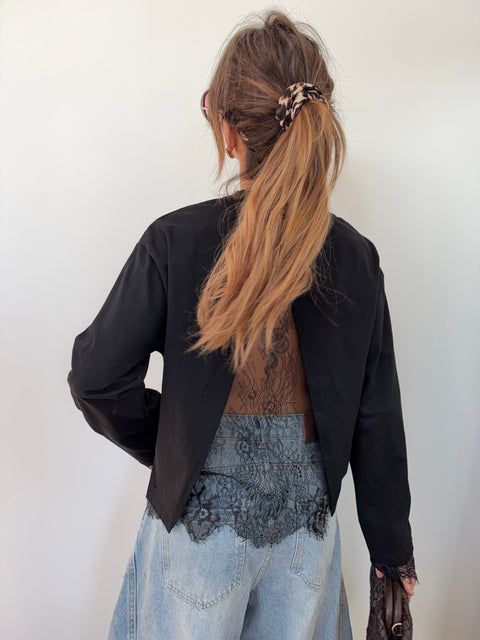 Haut manches longues dentelle MIA - noir