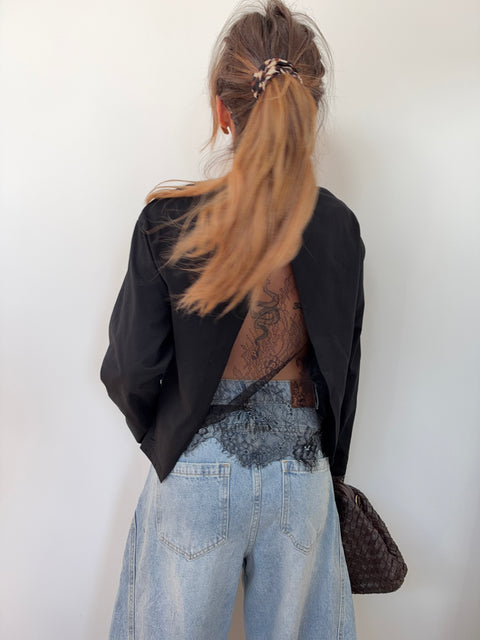 Haut manches longues dentelle MIA - noir