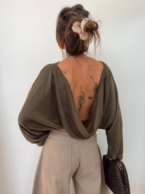 Haut dos nu - kaki